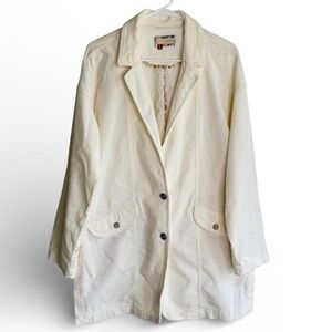 Pilcro Corduroy Blazer Two Button Front Long Oversized Off-White Size XS New